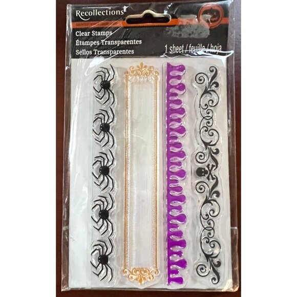 2013 Recollections Halloween 288160 Clear Stamps Set  Spider Lace Scrolls - Picture 1 of 2